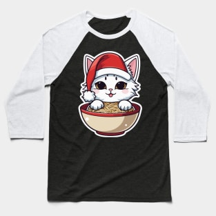 Kawaii ramen noodles Christmas cat design Baseball T-Shirt